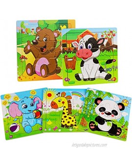 Wooden Puzzles for Toddlers 2-5 Years Old WOOD CITY Jigsaw Puzzles Set for Kids 9 Pieces Preschool Animal Learning Puzzle Toys Gift for Boys and Girls 5 Pack