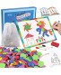 190 Pcs Magnetic Pattern Blocks Set Geometric Manipulative Shape Puzzle Magnetic Shape Blocks Puzzle for Kids Ages 4-8 Tangrams for Kids with Magnetic Board