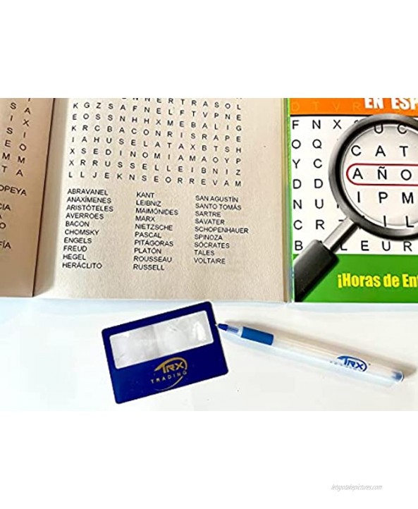 2 Pack Sopas De Letras Jumbo Spanish Word Search Book Magnifying Glass Pen for Easy Reading
