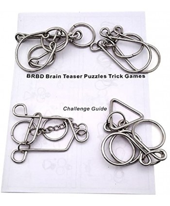 4 Sets Advanced Metal Brain Puzzles Teasers Toys Puzzles Magic Toys for Kids Adults