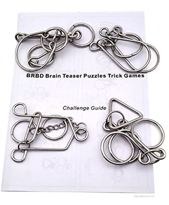 4 Sets Advanced Metal Brain Puzzles Teasers Toys Puzzles Magic Toys for Kids Adults