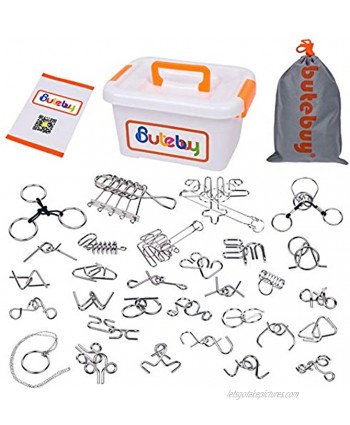 Assorted Metal Puzzle 30 Pack IQ Wire Metal Puzzles with Plastic Box Gift Package Great Educational Metal Puzzle Games Toys for Kids and Adults by AHYUAN