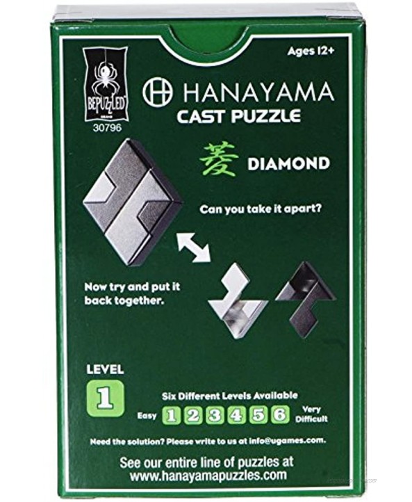 Diamond Hanayama Cast Metal Brain Teaser Puzzle New 2017 Design Level 1 Difficulty Rating