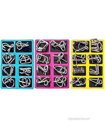 elecnewell IQ Puzzle Brain Teaser Set of 24 Brain Teasers Metal Wire Puzzle Toys Assorted Metal Puzzle Toys for Gifts Party Favors Prizes Disentanglement Puzzle Unlock Interlock Toys