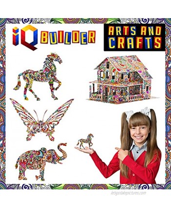 IQ BUILDER | Arts and Crafts for Girls Age 12 Year Old and UP | 3D Art Coloring Painting Animal Puzzle Set | Fun Creative DIY Toys | Family Craft KIT with Supplies | Best Toy Gift for Kids