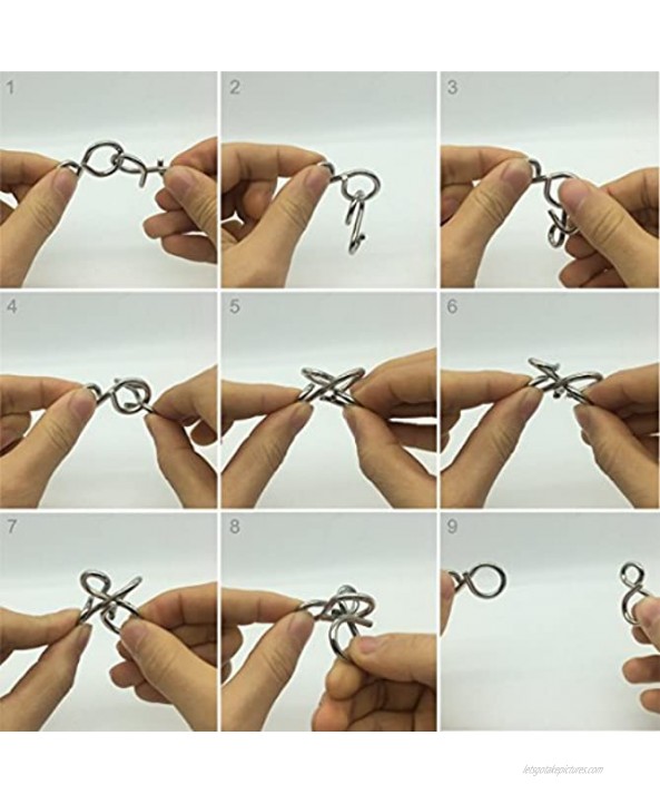 Kvvdi 8 Pcs Sets Brain Puzzles Chinese 9 Ring Puzzle Intelligence Buckle Lock Toy Consisting of Nine Interlocking Links