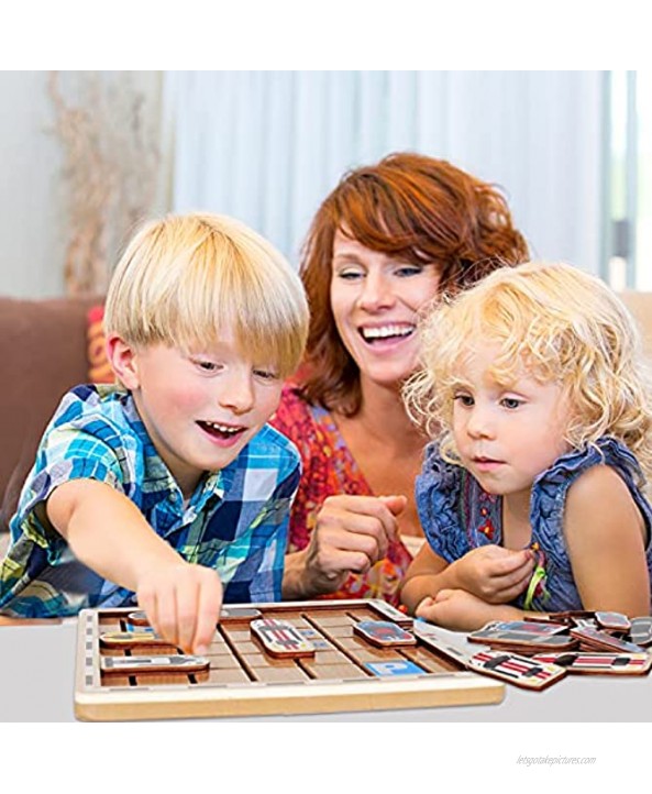 Puzzle Board Games Wooden Traffic Jam for Kids Teen Educational Stem Toys Logic Brain Teaser Game Rush Hour Travel Autism Toy Age 4-8 8-12 5 6 7 8 9 10 Years Old Up Family Game Party Gift