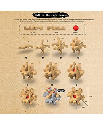 QIYI 3D Brain Puzzle Teaser Kongming Lock Get Beads from The cage,eco-Friendly materil,Logic Test and Handheld Disentanglement Games Durable Plastic Educational Toys for Kids and Adults
