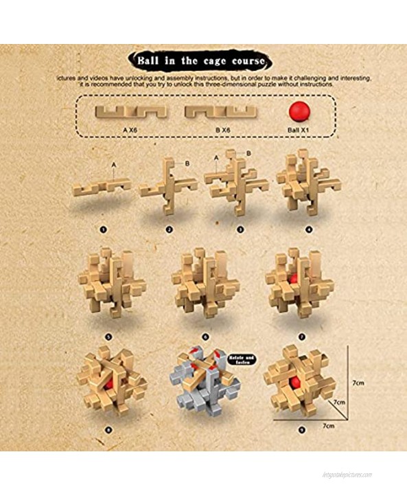 QIYI 3D Brain Puzzle Teaser Kongming Lock Get Beads from The cage,eco-Friendly materil,Logic Test and Handheld Disentanglement Games Durable Plastic Educational Toys for Kids and Adults