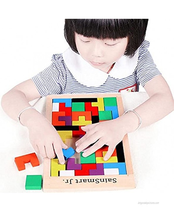 SainSmart Jr. Wooden Terris Puzzle Tangram Block Educational Toy for Kid Toddler Preschooler 40 PCS