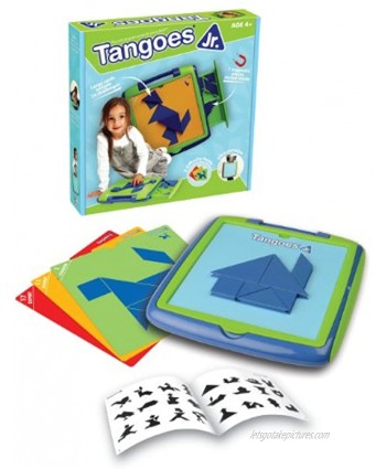 Tangoes Jr. Skill-Building Preschool Tangram Game with Kid-Friendly Portable Carry-Case Featuring 120 Challenges for Ages 4+