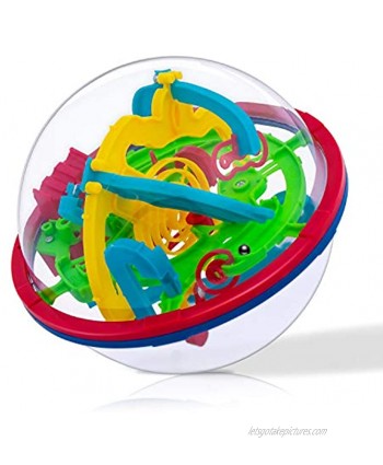 WETONG Maze Ball 3D Interactive Maze Game 12cm,4.7'' with 100 Challenging Barriers 3D Labyrinth Ball Puzzle Kids Toys Magical Brain Teasers Puzzle Ball