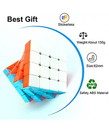 4X4 Stickerless Speed Cubes 4X4X4 Magic Cubes Puzzle Toys Brain Teaser Gifts for Kids and Adults Challenge