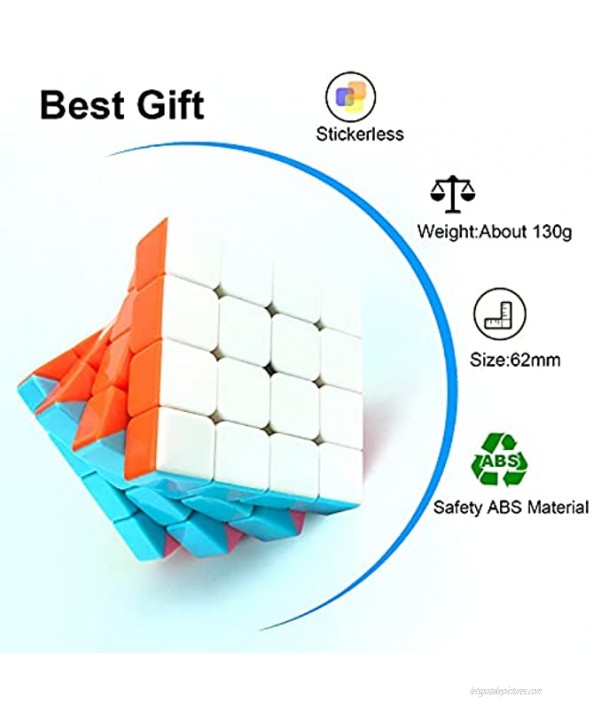 4X4 Stickerless Speed Cubes 4X4X4 Magic Cubes Puzzle Toys Brain Teaser Gifts for Kids and Adults Challenge