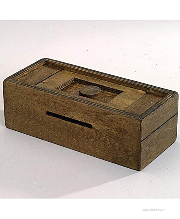 Bits and Pieces Stash Your Cash Secret Puzzle Box Brainteaser Wooden Secret Compartment Brain Game for Adults