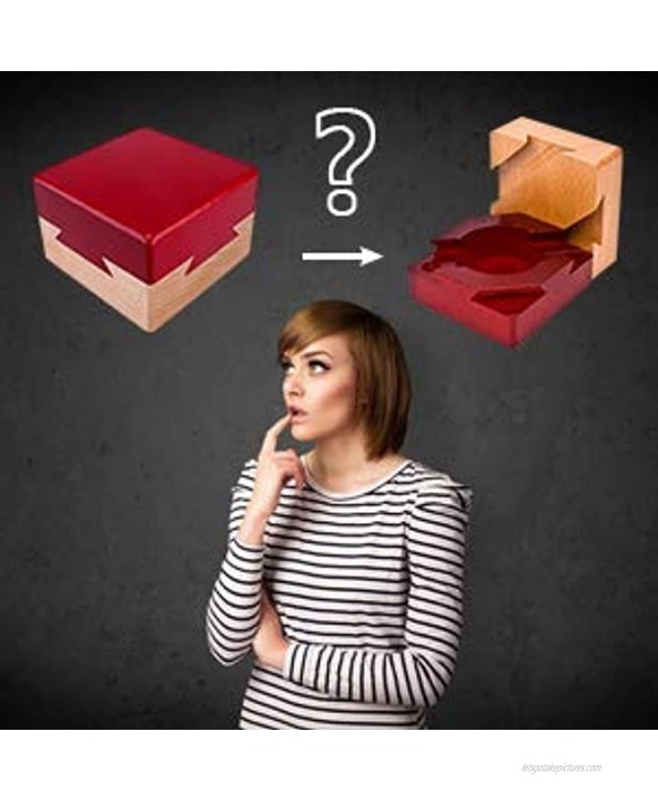 Blovec Impossible Dovetail Box Wooden Puzzle Brain Teaser Magic Drawers Gift Secret Compartment Brain Game for Adults