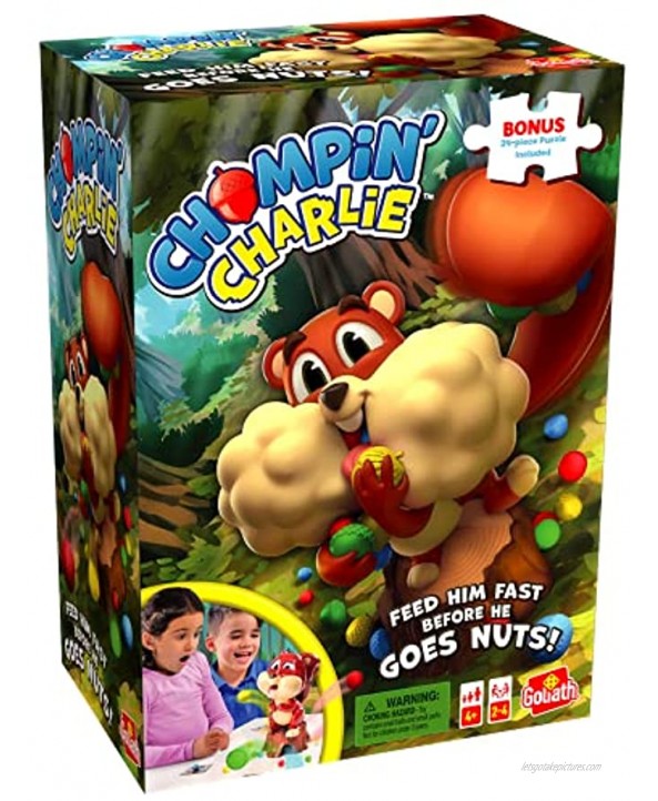 Chompin' Charlie Game Feed The Squirrel Acorns and Race to Collect Them When They Scatter Includes 24-Piece Puzzle by Goliath