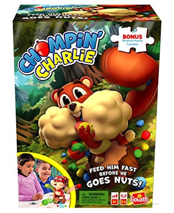 Chompin' Charlie Game Feed The Squirrel Acorns and Race to Collect Them When They Scatter Includes 24-Piece Puzzle by Goliath