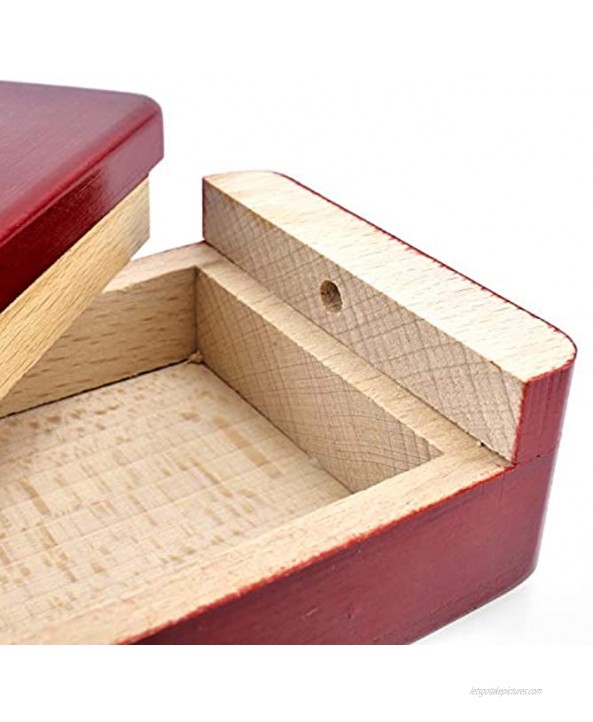 DC-BEAUTIFUL Impossible Box Puzzle Master Secret Opening Box Wooden Red Magic Box with Secret Drawer Mysterious Gift Box Puzzle