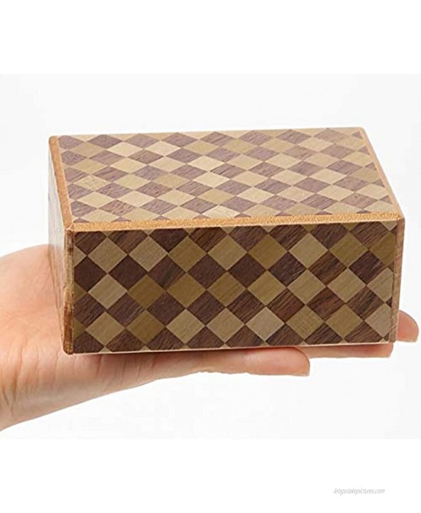 Hakone Yosegi 10 Steps Japanese Decorative Box Wooden Puzzle Box Brain-Teaser Box prepaid Debit Cards Secret Box Hidden compartments for Children and Adults with a Gift Box 5in ichimatsu