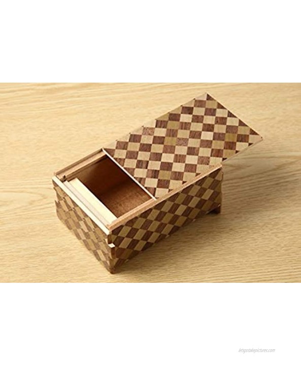 Hakone Yosegi 10 Steps Japanese Decorative Box Wooden Puzzle Box Brain-Teaser Box prepaid Debit Cards Secret Box Hidden compartments for Children and Adults with a Gift Box 5in ichimatsu