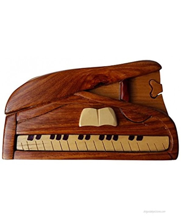 Handmade Wooden Art Trick Secret Piano Puzzle Trinket Box 3026
