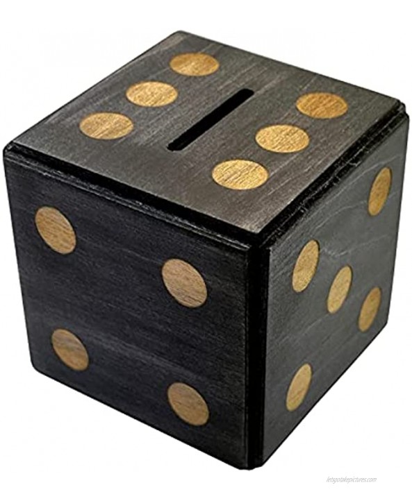 Puzzle Box Enigma Dice Cube Money and Gift Holder in a Wooden Magic Trick Lock with Hidden Compartment Piggy Bank Brain Teaser Game Black
