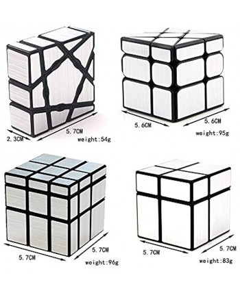 RainbowBox Mirror Cube Set Magic Cube Bundle of 1×3×3 Floppy Cube 2×2 Magic Cube 3×3 Windmill Cube and 3×3 Mirror Cube Learning Educational Puzzles Toys 4 Pack