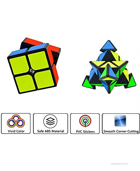 Speed Cube Set,Puzzle Cube 3 Pack Magic Cubes Pyraminx + 2x2x2 + 3x3x3 Puzzle Cube Toy Gift for Kids & Adults