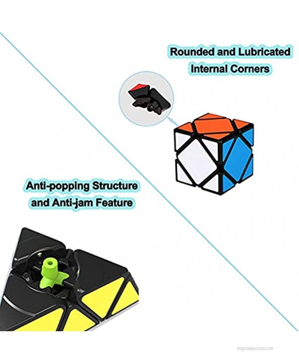 Vdealen Speed Cube Set Puzzle Cube Bundle 2x2 3x3 Pyramid Megaminx Skewb Magic Cube Set Smooth Sticker Cubes Games Toy Gifts for All Age Kids- 5 Pack