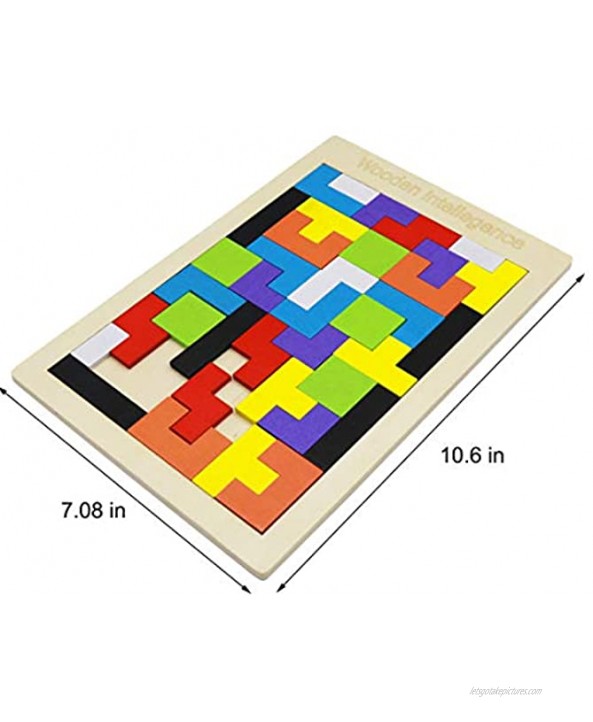 2 Pack Wooden Russian Blocks Puzzle + Hexagon Puzzles for Kids & Adults Jigsaw Brain Teasers Toy 3D Russian Blocks Game Geometry Logic IQ STEM Educational Toys for Children