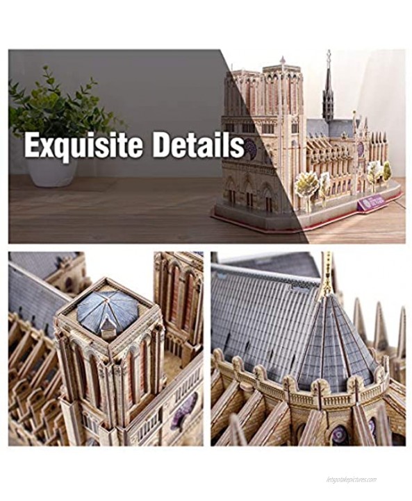 3D Puzzles for Adults Kids Ages 8-10 Notre Dame de Paris France Architecture Model Kits Gifts for Boys Girls Adults 128 Pieces