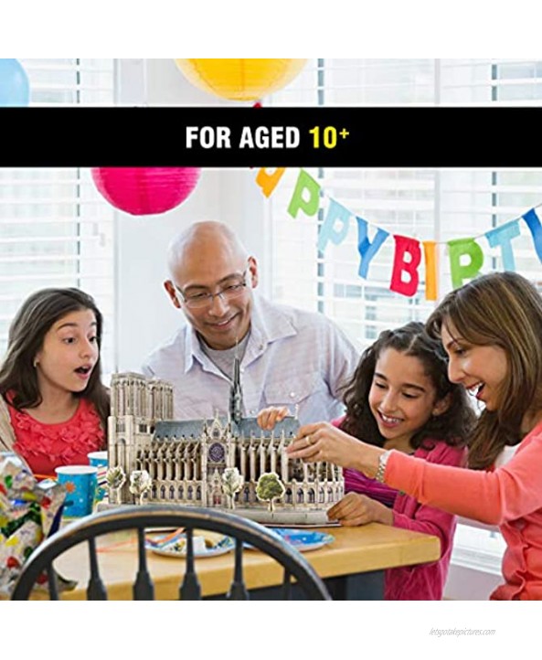 3D Puzzles for Adults Kids Ages 8-10 Notre Dame de Paris France Architecture Model Kits Gifts for Boys Girls Adults 128 Pieces
