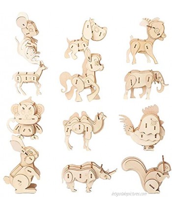 3D Wooden animal Puzzle Model Kit Toys for Kids Puzzle Build 3D Puzzles Educational Crafts Building Engineering DIY STEAM STEM Learning