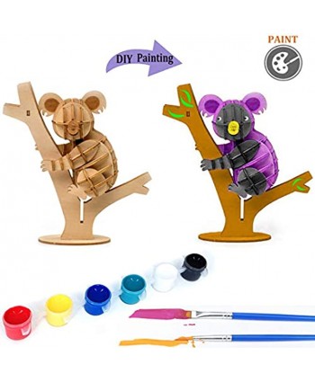 3D Wooden Puzzle for Adults Animal Koala Model Puzzle Wood Crafts Laser Cut Jigsaw Puzzle Toys Model Kits Assemble Puzzle Toy Gifts for Kids Adults Boys Girls Educational Toys Koala Puzzle