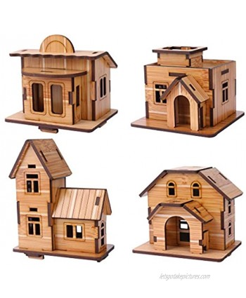3D Wooden Puzzle Mini DIY Model House Kit Educational Toys Jigsaw Puzzles Gift for Children and Adult