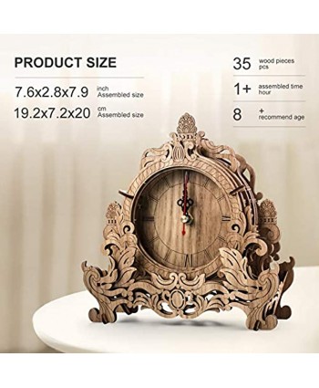 3D Wooden Puzzles Clock Models for Adults to Build Desk Table Clock Making Kit Laser-Cut Wood Crafts DIY Construction Toy Children Gift on Birthday Christmas