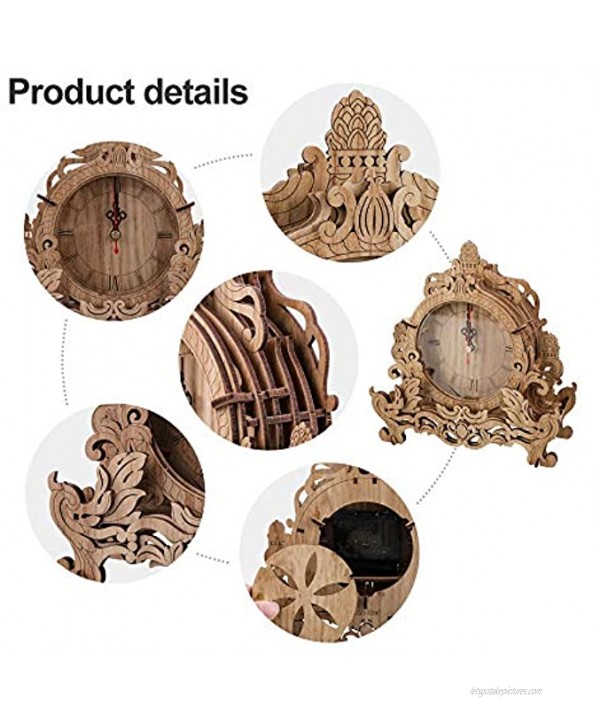 3D Wooden Puzzles Clock Models for Adults to Build Desk Table Clock Making Kit Laser-Cut Wood Crafts DIY Construction Toy Children Gift on Birthday Christmas