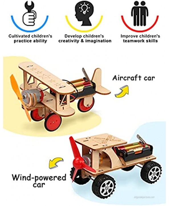 5 in 1 STEM Kit Wooden Mechanical Model Cars Kits Motorized Construction Engineering Set Assembly Constructor 3D Building Blocks Educational DIY STEM Toys for Boys and Girls