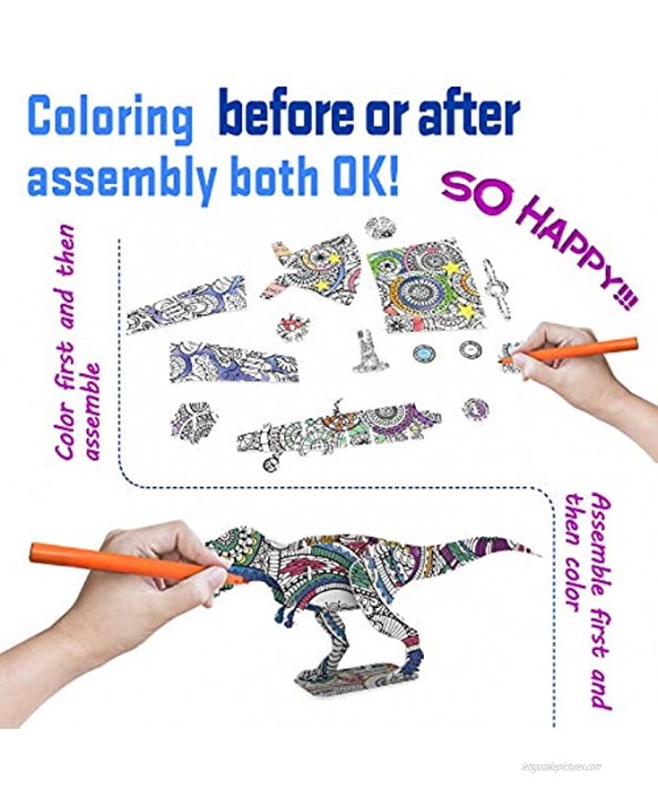 9 Pack 3D Puzzle Coloring Set Kids Art and Crafts DIY Activities Family Art Supplies Building Set Toys Drawing Pen Christmas Decoration Gift Model for Girls Boys Age 4 5 6 7 8 10 11 12 Years Old