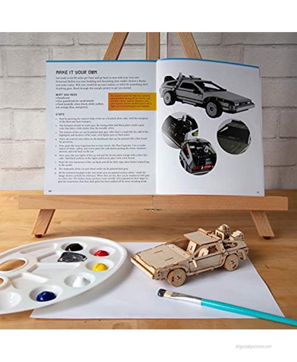 Back to The Future Delorean 3D Wood Puzzle & Model Figure Kit 154 Pcs Build & Paint Your Own 3-D Movie Toy Holiday Educational Gift for Kids & Adults No Glue Required 10+