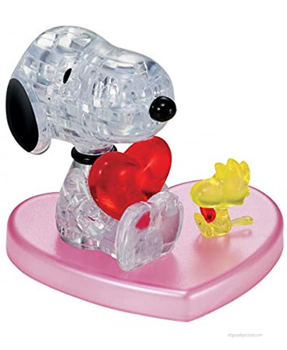 Bepuzzled 3D Crystal Puzzle Snoopy Loves Woodstock Heart Official Peanuts Puzzle Great Valentine’s Day Gift for Adults & Kids Age 12 & Up