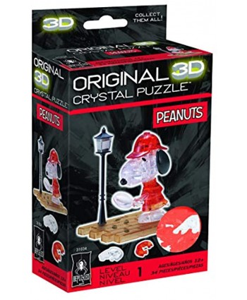 Bepuzzled Original 3D Crystal Jigsaw Puzzle Detective Snoopy Assembly Brain Teaser Fun Yet Challenging Peanuts Model Toy Gift Decoration for Adults & Kids Age 12 & Up 34Piece Level 1