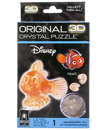 Bepuzzled Original 3D Crystal Jigsaw Puzzle Finding Nemo Disney Clown Fish Brain Teaser Fun Decoration for Kids Age 12 and Up 34 Pieces Level 1 31027