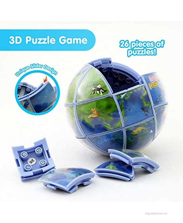 BEST LEARNING Magic Puzzle Globe 3D Earth World Map Puzzles for Children 26 Pieces