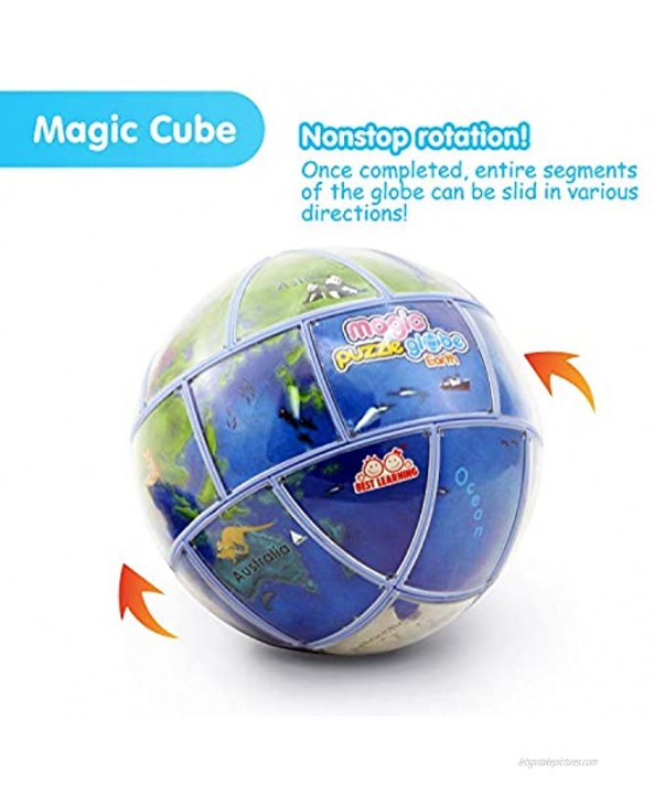 BEST LEARNING Magic Puzzle Globe 3D Earth World Map Puzzles for Children 26 Pieces