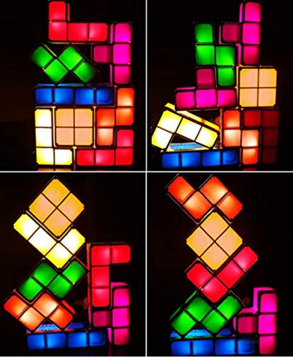Bitopbi 7 PCS Stackable Night Light 3D Puzzles Toy 7 Colors Magic Blocks Induction Interlocking LED Novelty Desk Lamp Lighting DIY for Teens and Adults Home Deco Great Gift for Birthday