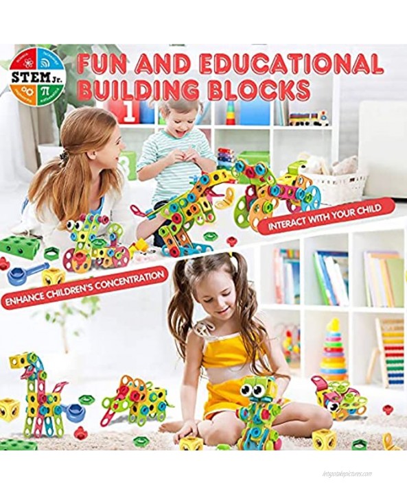Building Toys 3D Puzzle Toys for 3 4 5 6 7 8+ Year Old Girls Boys Educational Building Blocks STEM Toys Activities Autism Toys Idea Birthday Gifts w 189 Durable Pieces Kid-Friendly Tools Design Guide