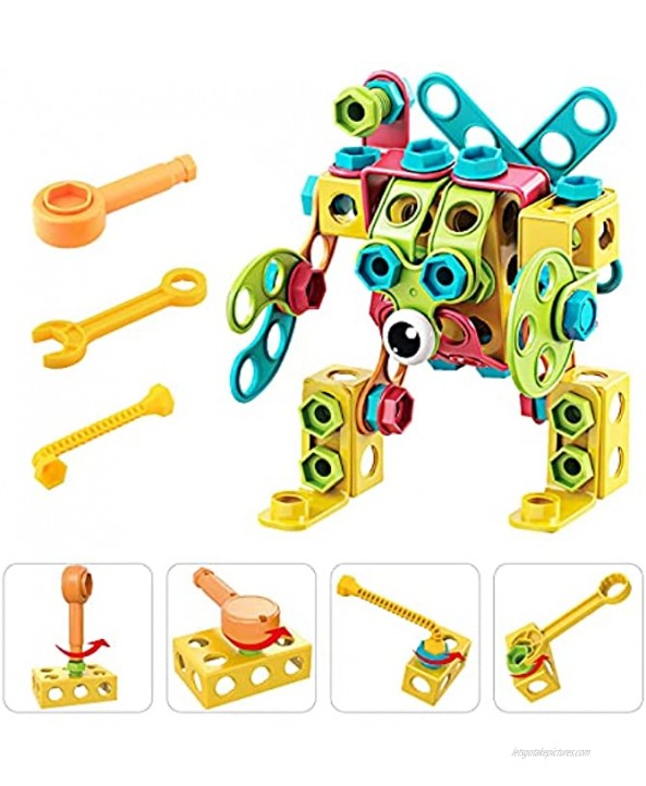 Building Toys 3D Puzzle Toys for 3 4 5 6 7 8+ Year Old Girls Boys Educational Building Blocks STEM Toys Activities Autism Toys Idea Birthday Gifts w 189 Durable Pieces Kid-Friendly Tools Design Guide