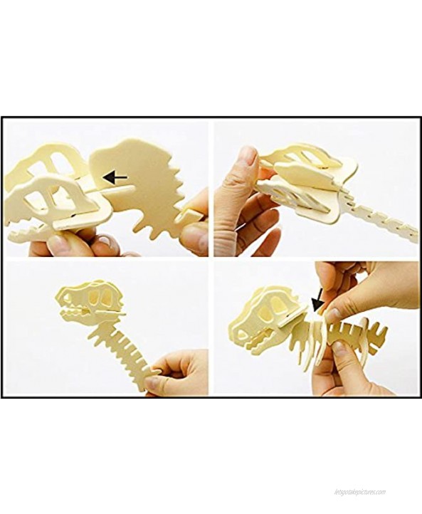 calary 3D Wooden Puzzle Simulation Animal Dinosaur Assembly DIY Model Toy for Kids and Adults,Set of 6